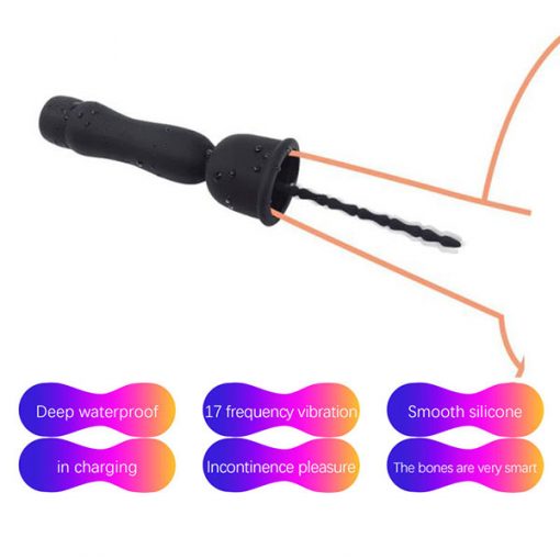 Long Beads Shape Powerful Urethral Vibrator Male Masturbator Silicone Vibrating Penis Plug Urethral Sound Catheter Penis Dilato 2