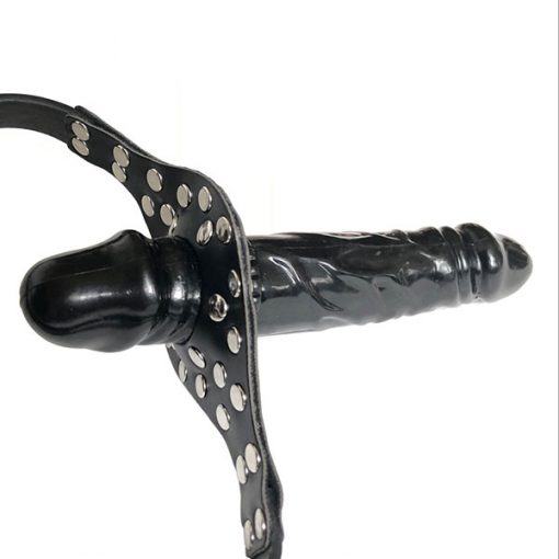 New Lesbian Double Headed Dildo Realistic Penis Strap on dildo for women Roleplay Anal dildo for men Mouth Gag Leather Harness 2